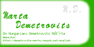 marta demetrovits business card